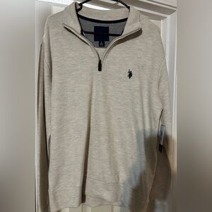 U.S. Polo Assn. Flatback Mens Mock Neck Long Sleeve Quarter-Zip Pullover